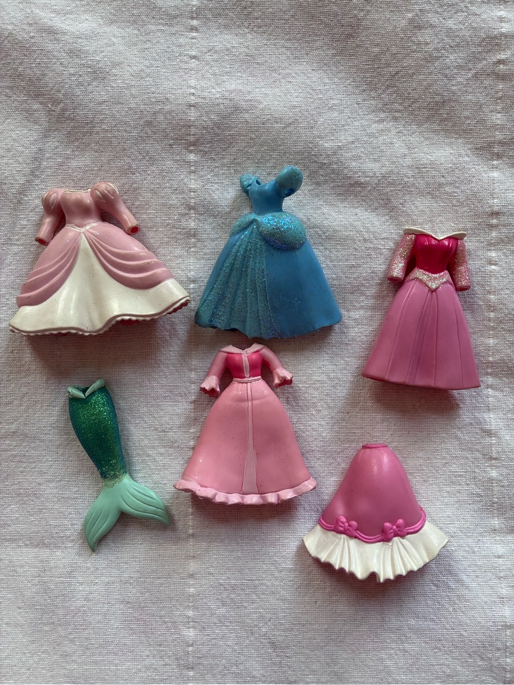Polly Pocket Magiclip Disney Princess Dress Rubber Dress Lot Of 6 Little Mermaid